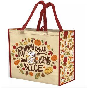 Snoopy Peanuts Pumpkin Spice Fall Harvest XL Tote Bag NWT